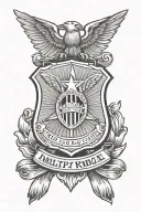 military police badge surrounded tattoo design idea
