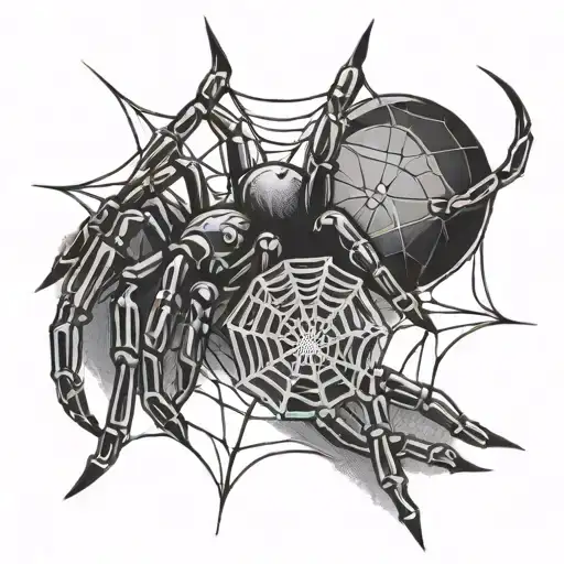 small gangsta guns spider spider web minimalist tattoo design idea