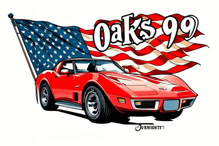 "Oaks99" corvette flag tattoo design idea
