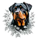 rottweiler and ivy vines tattoo design idea