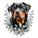 rottweiler and ivy vines tattoo design idea