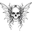 fairy skull tattoo design idea