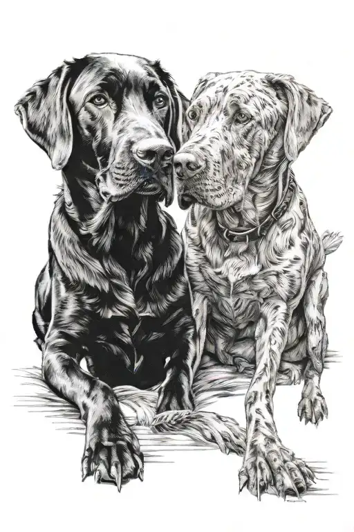 2 Black Labs tattoo design idea