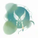 A dream catcher made of angel wings for angel baby with a broken clock tattoo design idea