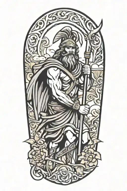 odysseus with spear tattoo design idea