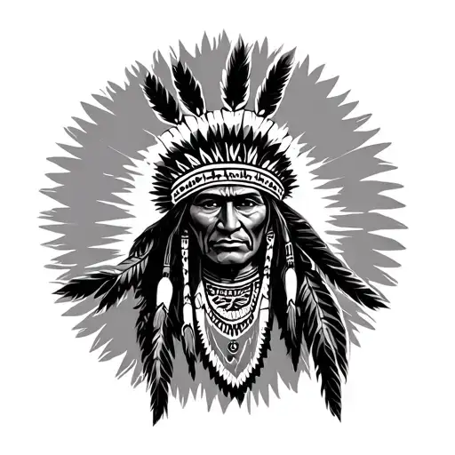 Simple vocano and native american Mexican theme leg sleeve tattoo design idea