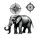 Elephant Compass tattoo design idea