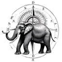 Elephant Compass tattoo design idea