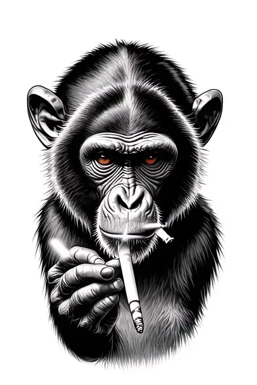 monkey smoking a joint tattoo design idea