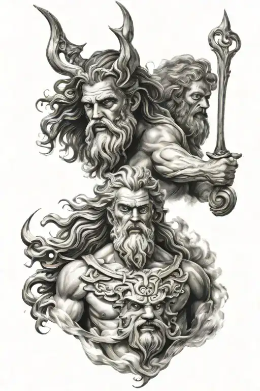 Zeus and Poseidon  tattoo design idea