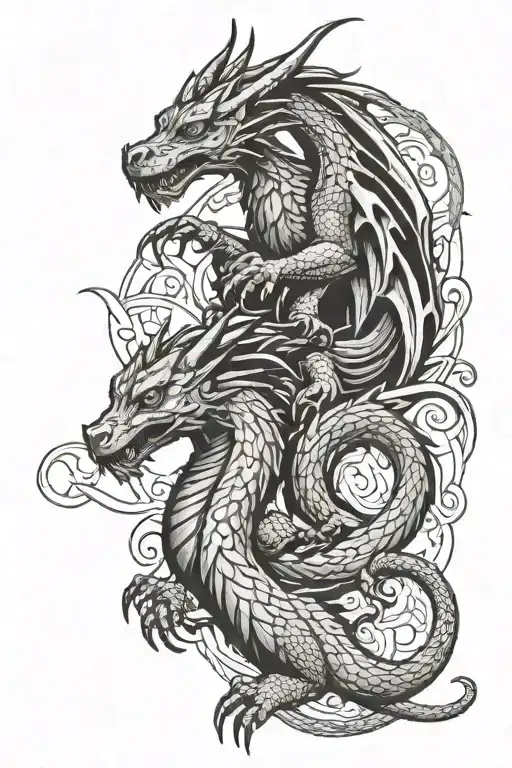 Dualing norwegian ridgeback dragon from harry potter and Smaug from LOTR tattoo design idea