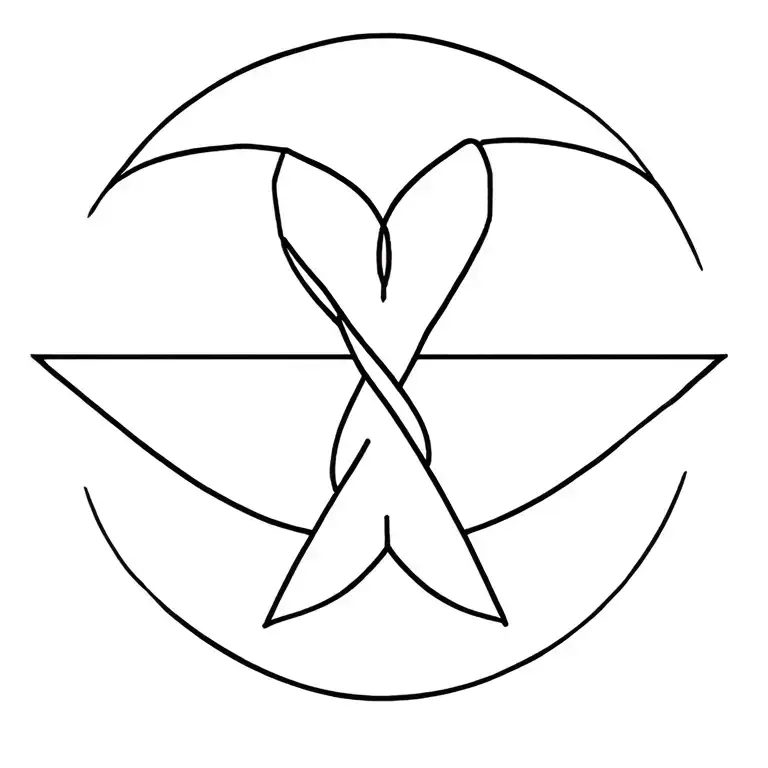  simple breast cancer ribbon with cross intertwined tattoo design idea