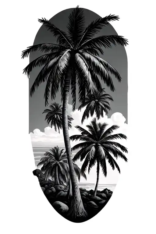 5150 palm trees tattoo design idea
