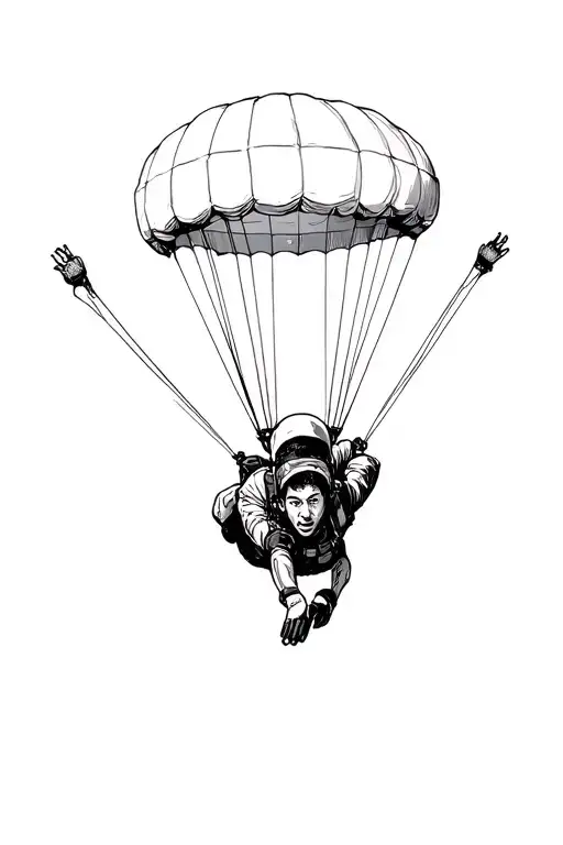 skydiver freefalling down tattoo design idea