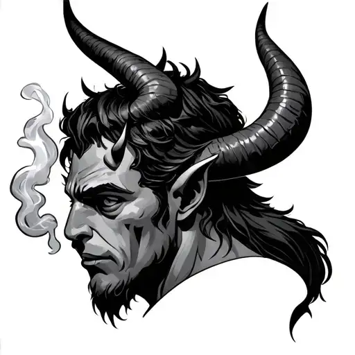 a devil smoking with horns cartoonish a little prince tattoo design idea