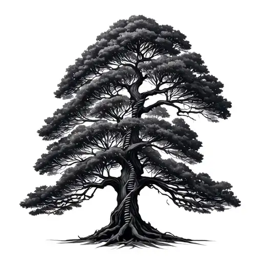 tree with dna-strand branch symbolizing life tattoo design idea