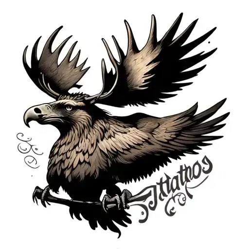 Mexican eagle with a moose tattoo design idea