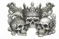 brass knuckles, skull, crown and the number 8 tattoo design idea