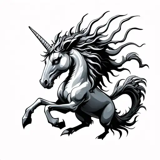 unicorn and dragon flying tattoo design idea