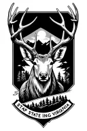 Guitar Mountain state of virginia deer antlers tattoo design idea