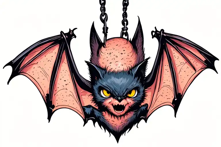 bat hanging upside tattoo design idea