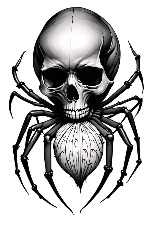 skull spider lily tattoo design idea
