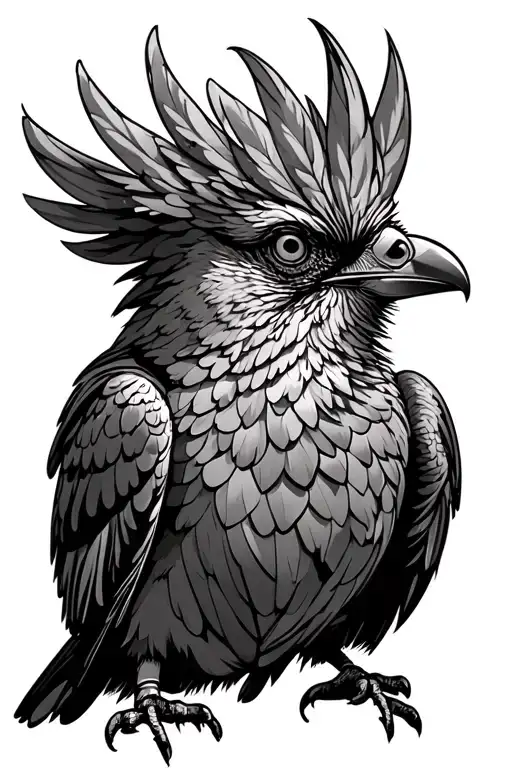 bird alf realistic half pixel art representation tattoo design idea