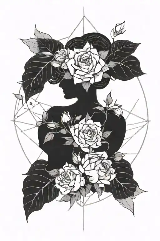 Can you create a tattoo with a blend of feminine figure with floral elements representing each birth month. Two in augus tattoo design idea