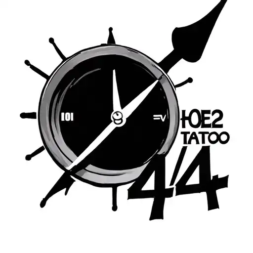 clock face and 444 written tattoo design idea
