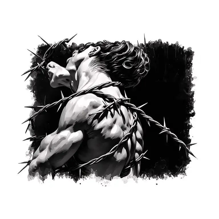 loose barbed wire necklace Base of the neck (back): starting anchor pointDrapes over trapezius muscles like an actual  tattoo design idea