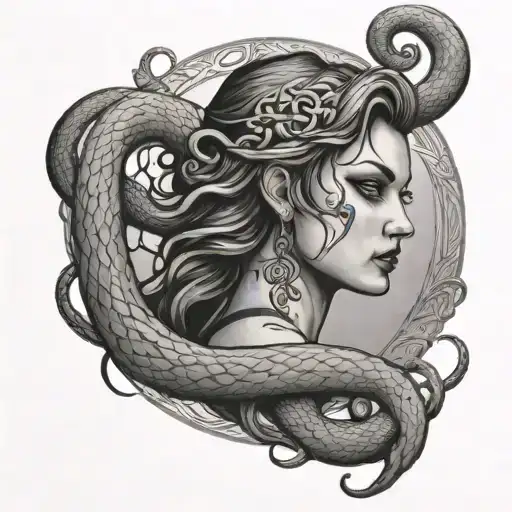 not scary lilith tattoo with snakes tattoo design idea