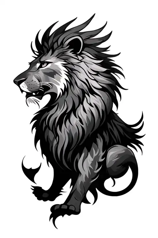 Phoenix Lion tattoo design idea