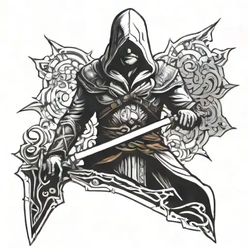 assassin's creed hidden blade stylized tattoo design idea