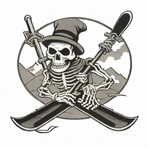 grateful dead skeleton skiing tattoo design idea