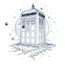 Tardis travelling through time nad space tattoo design idea