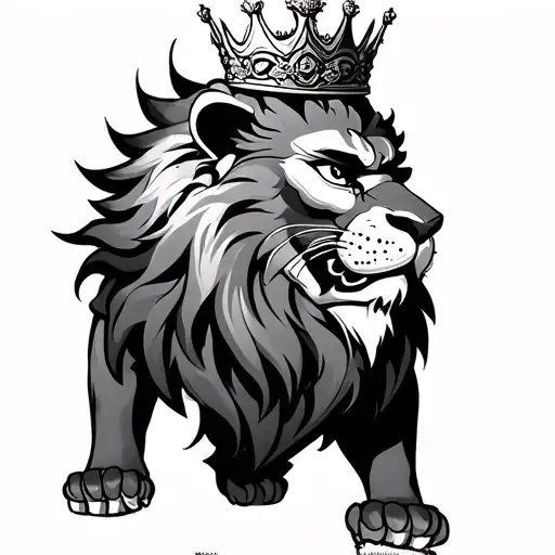 japanese lion wearing a crown tattoo design idea