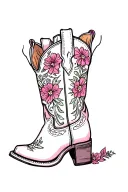 cowboy boot with flowers says cowgirl tattoo design idea