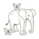 elephant and butterfly on its nose tattoo design idea