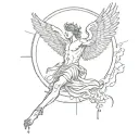 icarus falling from a red sun shining tattoo design idea