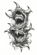big devouring fisure with sharp teeth  tattoo design idea