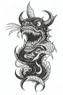 big devouring fisure with sharp teeth  tattoo design idea