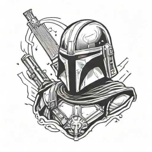 darth revan mask mixed with mandolorian tattoo design idea