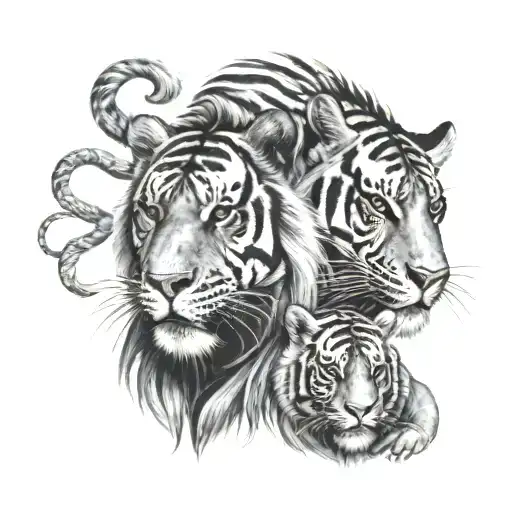 monkey and tiger tattoo design idea