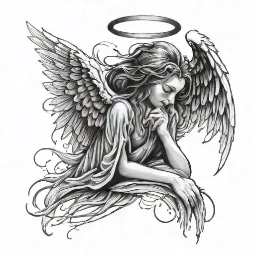 angel crying blood tattoo design idea