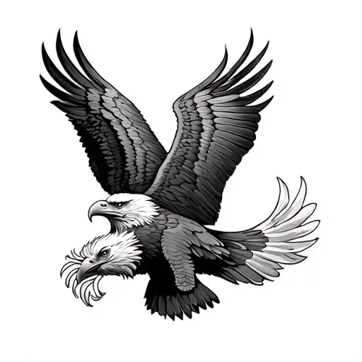 American traditional eagle. Back of calf. Black and grey tattoo design idea