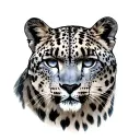 snow leopard, eyes, black and grey realism style tattoo tattoo design idea