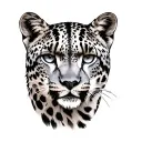 snow leopard, eyes, black and grey realism style tattoo tattoo design idea