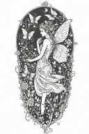 Fairy outline tattoo design idea