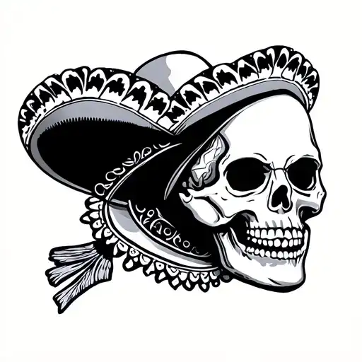Skull mariachi mexico culture tattoo design idea