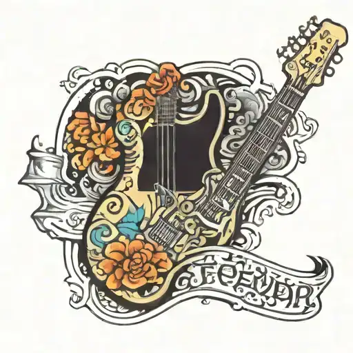 forarm to hand fender guitar and scale tattoo design idea